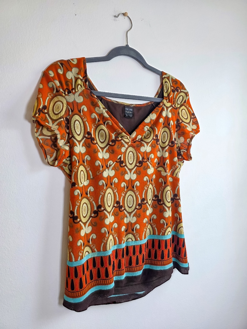 Vintage Y2K Nicole Miller Micro-Mesh Babydoll Top
